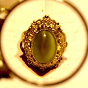 WHITING & DAVIS CATS EYE ONYX RING 5 1/2